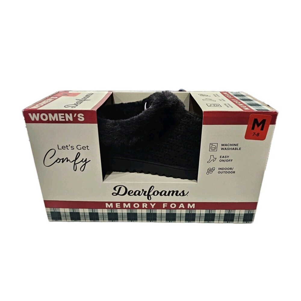 Dearfoams‎ Memory Foam Woman’s Slippers /Color Black / Size M  7-8 /NEW